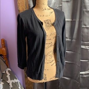 Elle Black 3/4 Sleeve Button Up Sweater